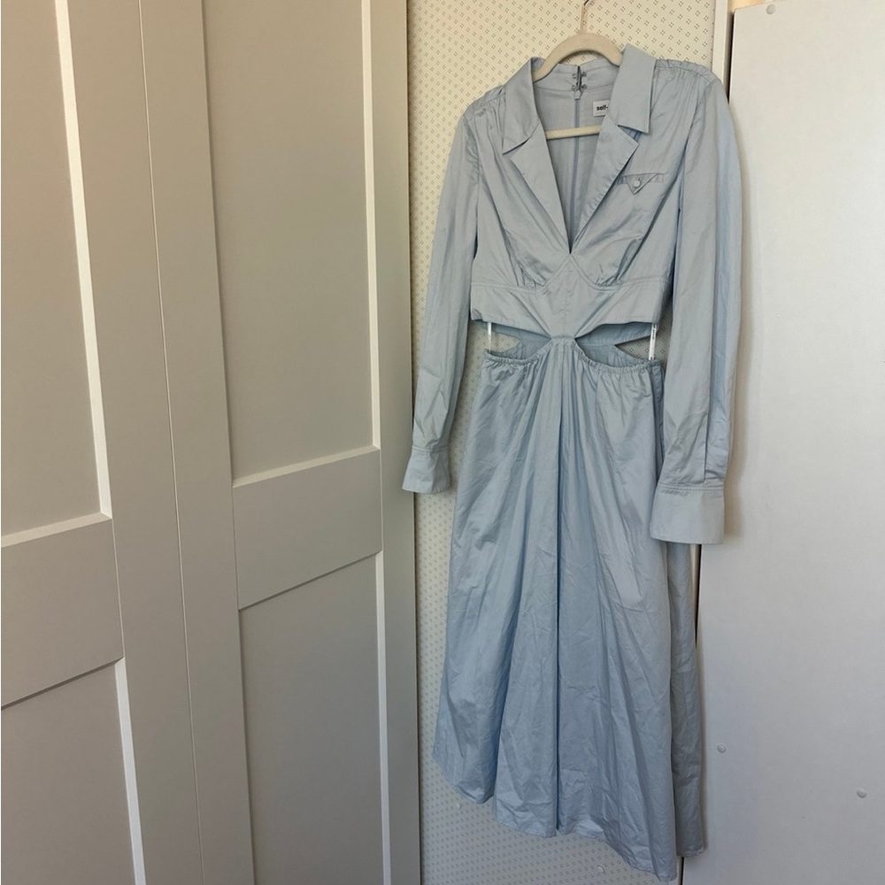 Self-Portrait Light Blue Long Sleeve Dress